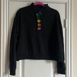 QOS rainbow button sweatshirt